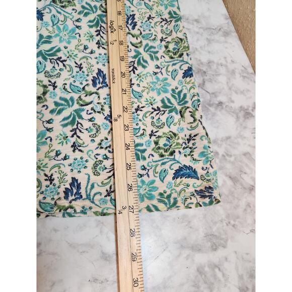 Torrid Blue Green Cotton Modal Jersey Smocked Mock Neck Floral Blouse Top 0X - Picture 6 of 6